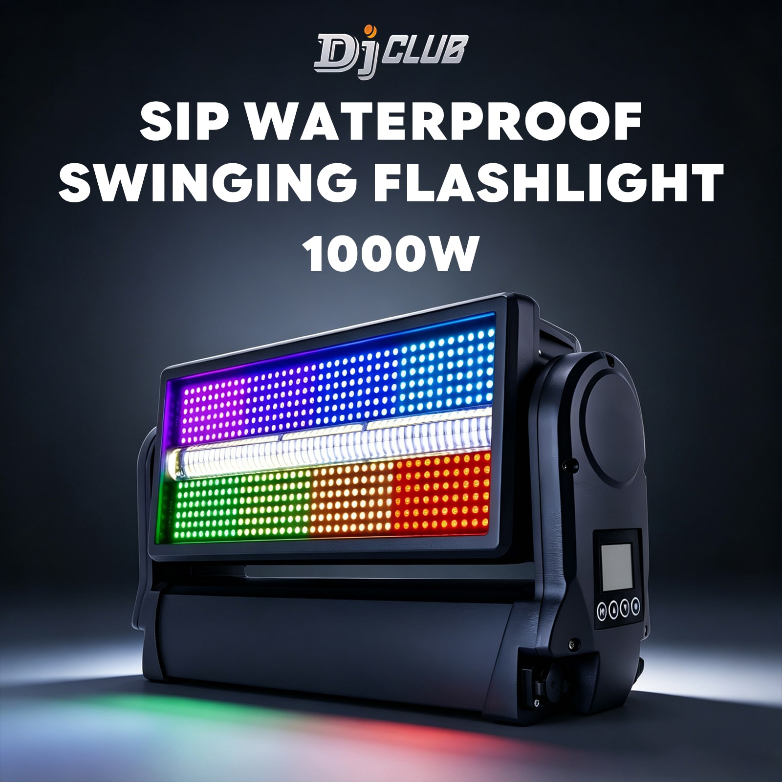 1000W-34 DJClub Strobe Panel LED Light with RGB & Cool-White Strobe Tube - 1000W DMX-512, Wireless Control, and 8-16 Bit Resolution - Image 1