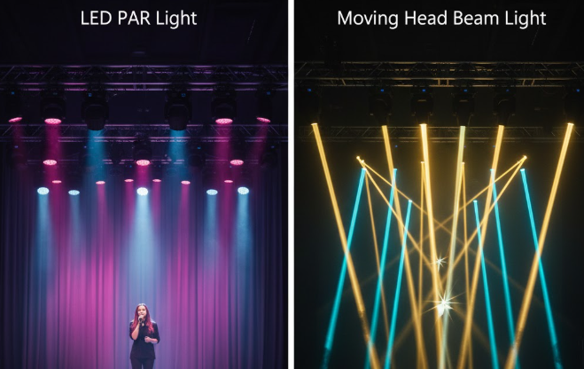 LED PAR Light vs. Moving Head Beam Light
