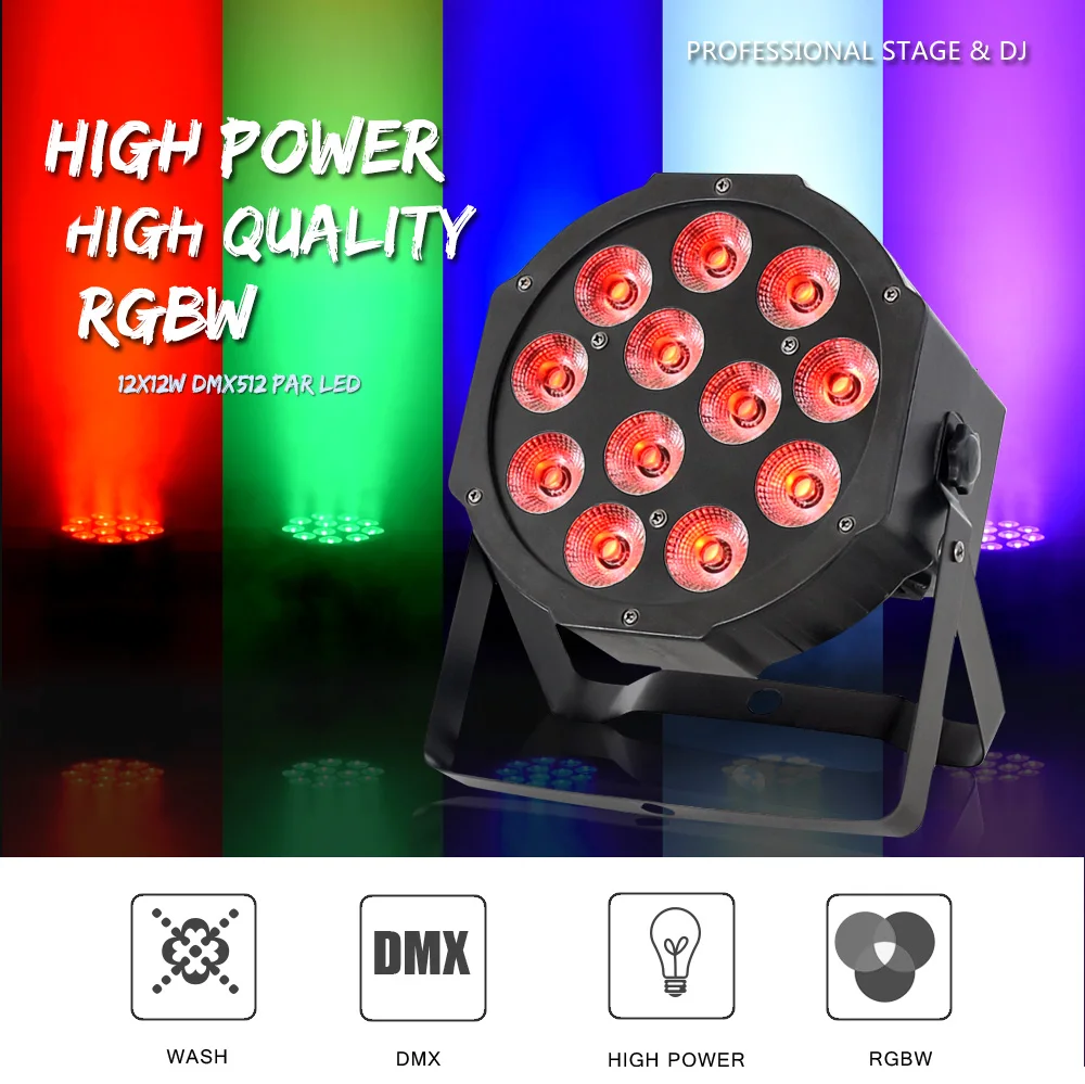 LED FLat Par 12x12W RGBW Wash Light